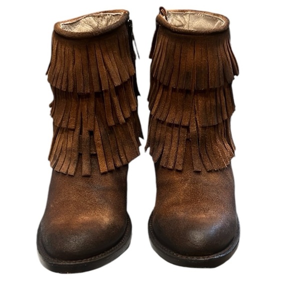 Freebird by Steven Belle Fringe Boho Bootie Suede BOOTS Western Brown Boots SZ 7 - Picture 5 of 12